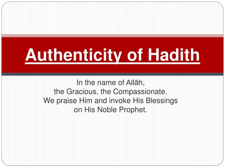 authenticity of hadith