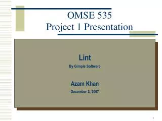 OMSE 535 Project 1 Presentation