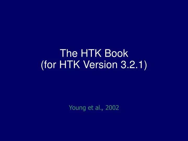 the htk book for htk version 3 2 1