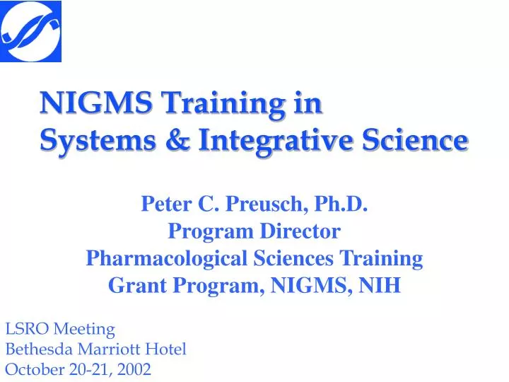 nigms training in systems integrative science