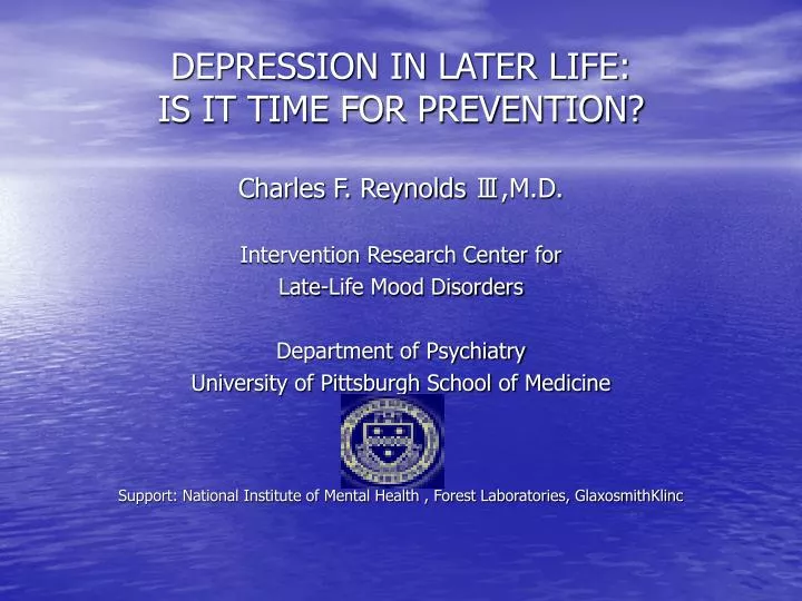 depression in later life is it time for prevention
