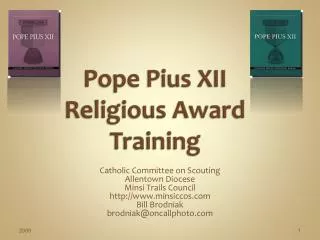 Pope Pius XII Religious Award Training