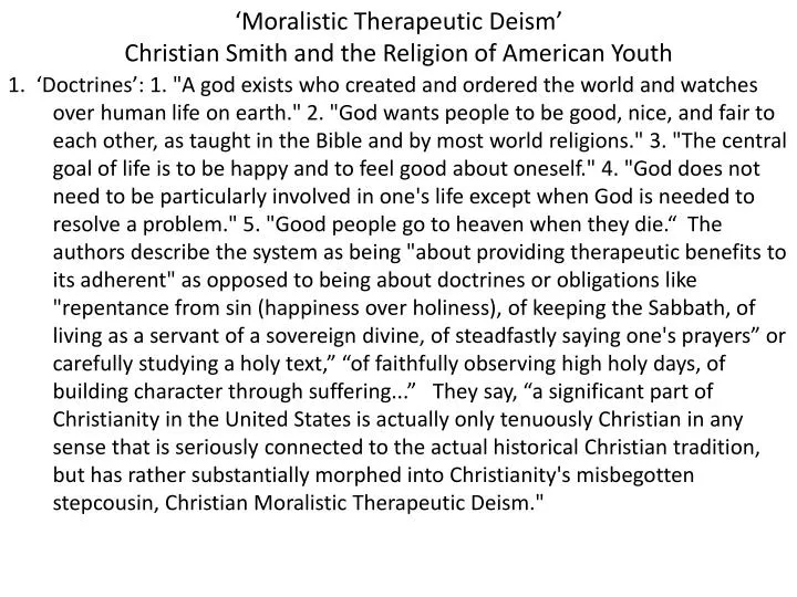 moralistic therapeutic deism christian smith and the religion of american youth