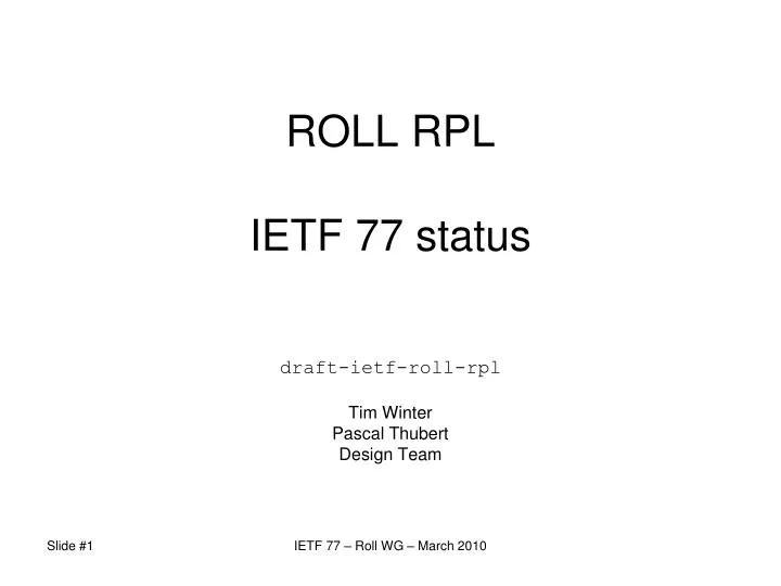 roll rpl ietf 77 status