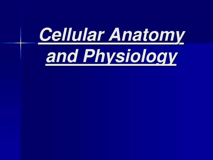 cellular anatomy and physiology