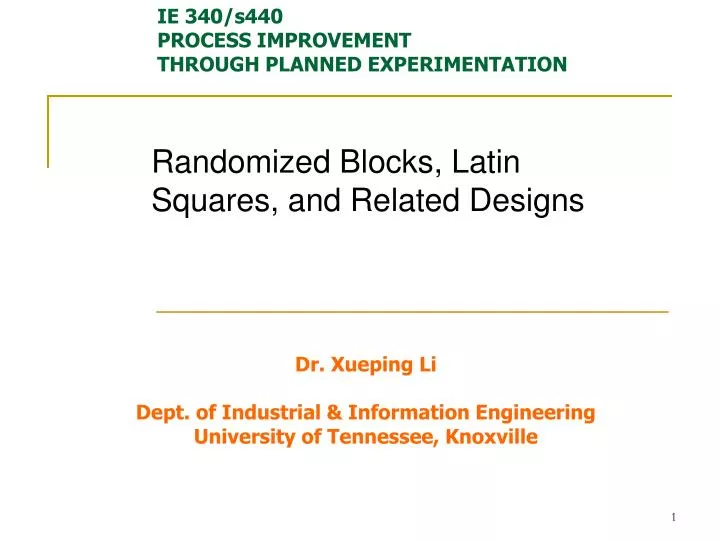 randomized blocks latin squares and related designs