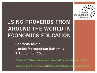 USING PROVERBS FROM AROUND THE WORLD IN Economics EDUCATION