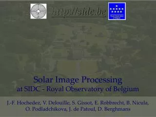 Solar Image Processing at SIDC - Royal Observatory of Belgium