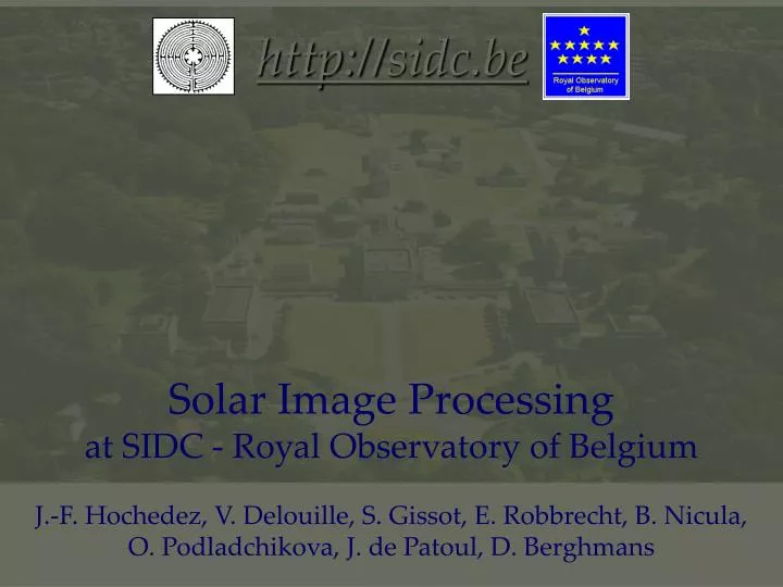 solar image processing at sidc royal observatory of belgium