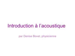introduction l acoustique