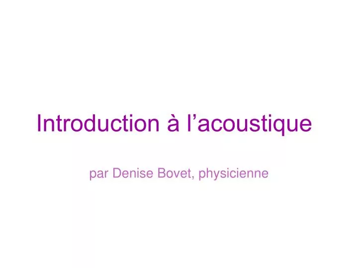 introduction l acoustique