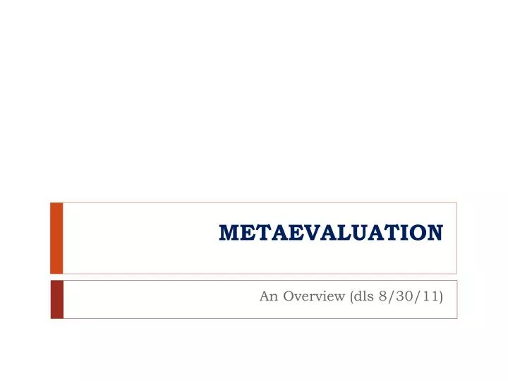 metaevaluation