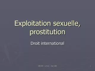 Exploitation sexuelle, prostitution