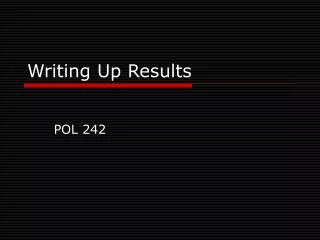 Writing Up Results