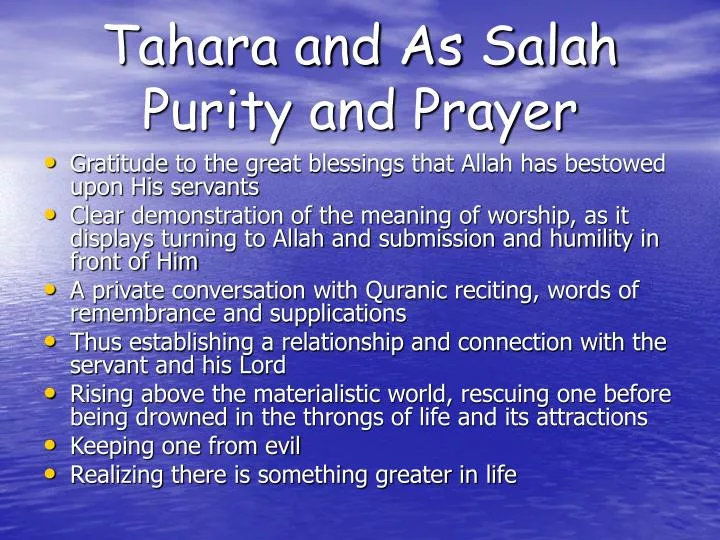 tahara and as salah purity and prayer