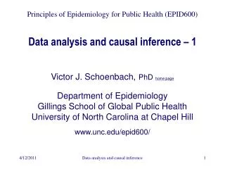 Data analysis and causal inference – 1