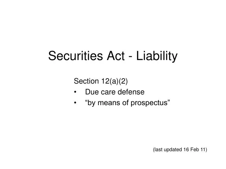 securities act liability