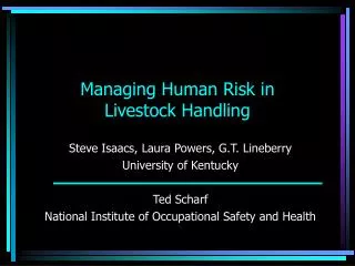 Managing Human Risk in Livestock Handling