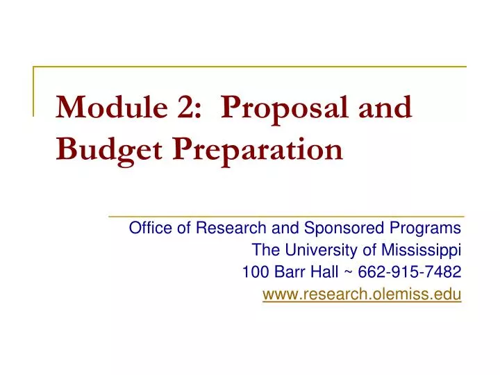 module 2 proposal and budget preparation