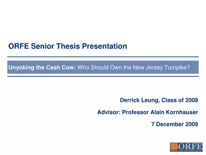 derrick leung class of 2008 advisor professor alain kornhauser 7 december 2009