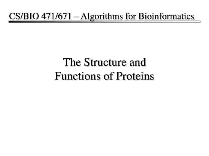 the structure and functions of proteins