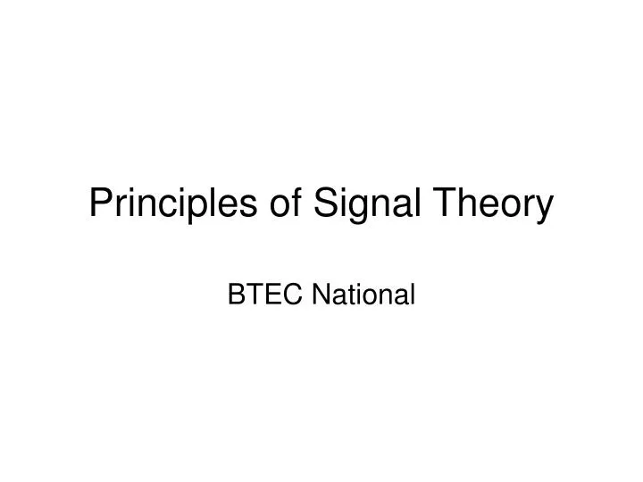 principles of signal theory