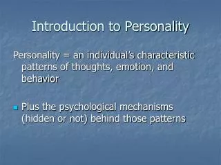 introduction to personality