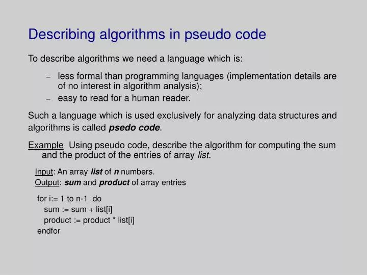 pseudocode algorithm examples