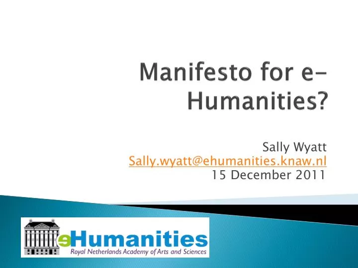 manifesto for e humanities