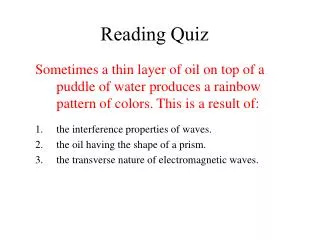 Reading Quiz