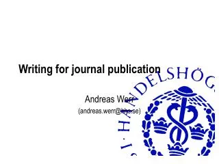 Writing for journal publication