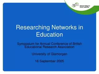 Researching Networks in Education