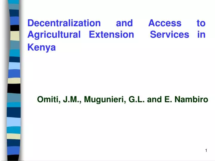 decentralization and access to agricultural extension services in kenya