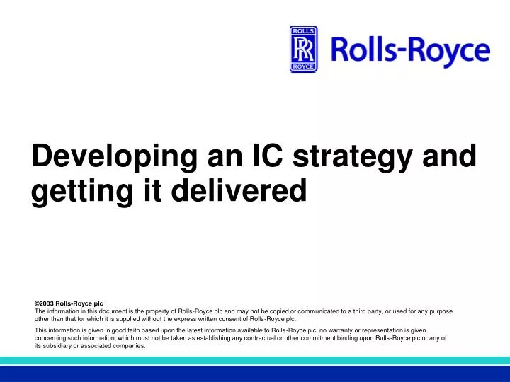 developing an ic strategy and getting it delivered