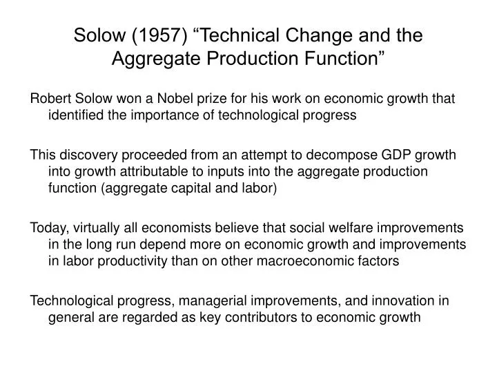 solow 1957 technical change and the aggregate production function