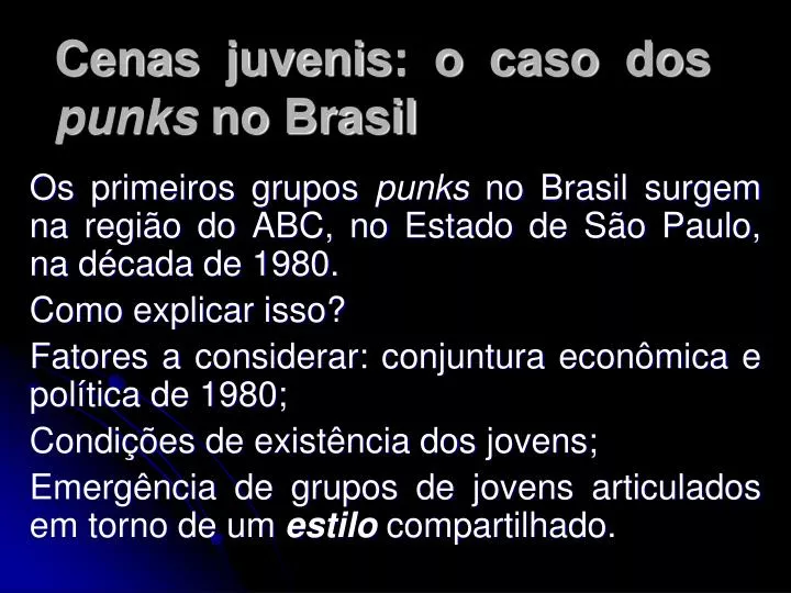 cenas juvenis o caso dos punks no brasil