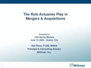 The Role Actuaries Play in Mergers &amp; Acquisitions