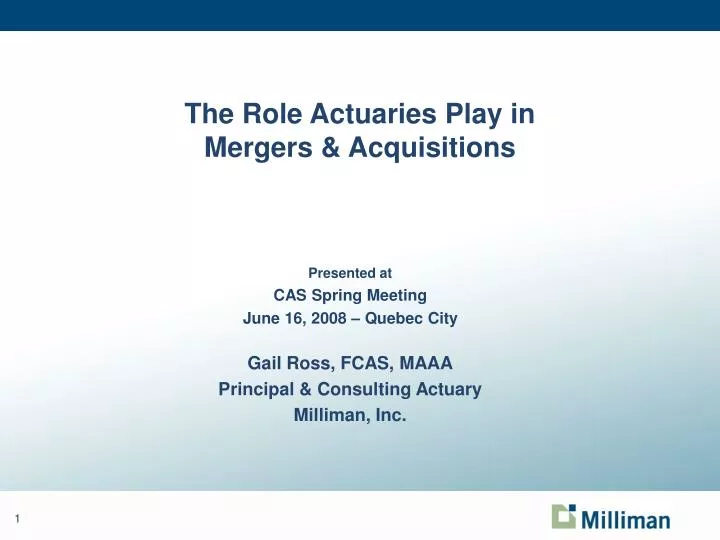 the role actuaries play in mergers acquisitions