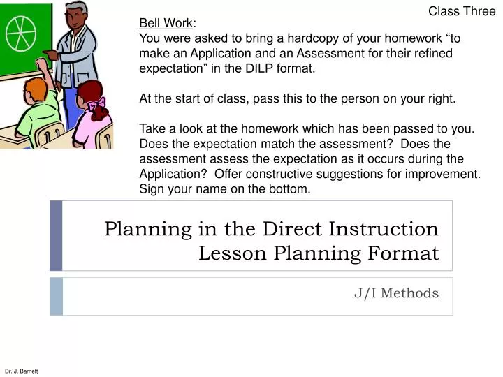 planning in the direct instruction lesson planning format