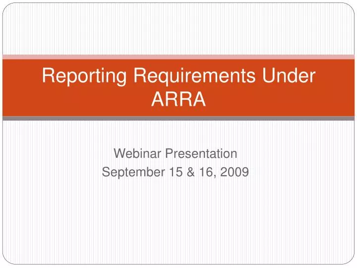reporting requirements under arra