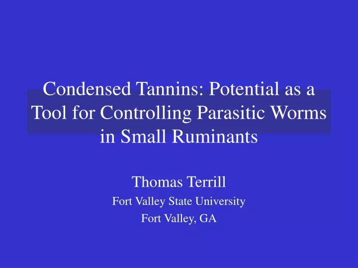 condensed tannins potential as a tool for controlling parasitic worms in small ruminants