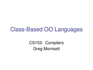 Class-Based OO Languages