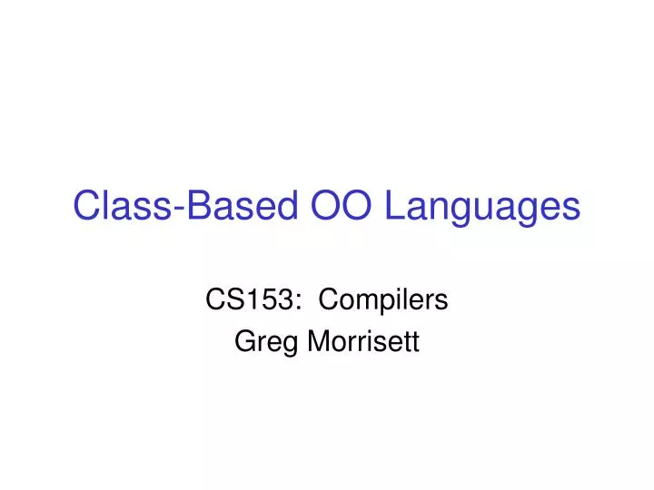 class based oo languages