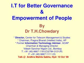 I.T for Better Governance &amp; Empowerment of People