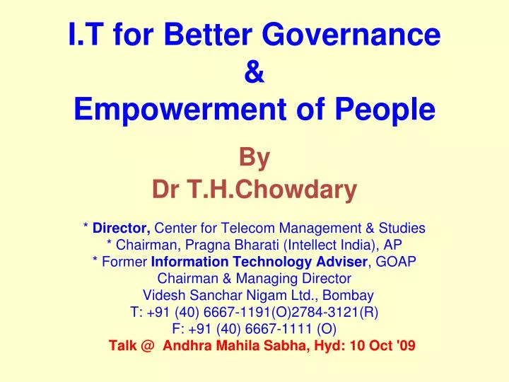 i t for better governance empowerment of people