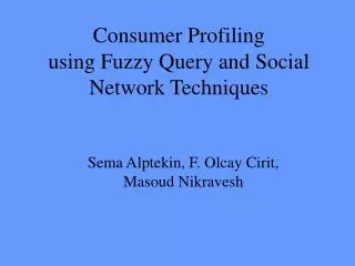 Consumer Profiling using Fuzzy Query and Social Network Techniques