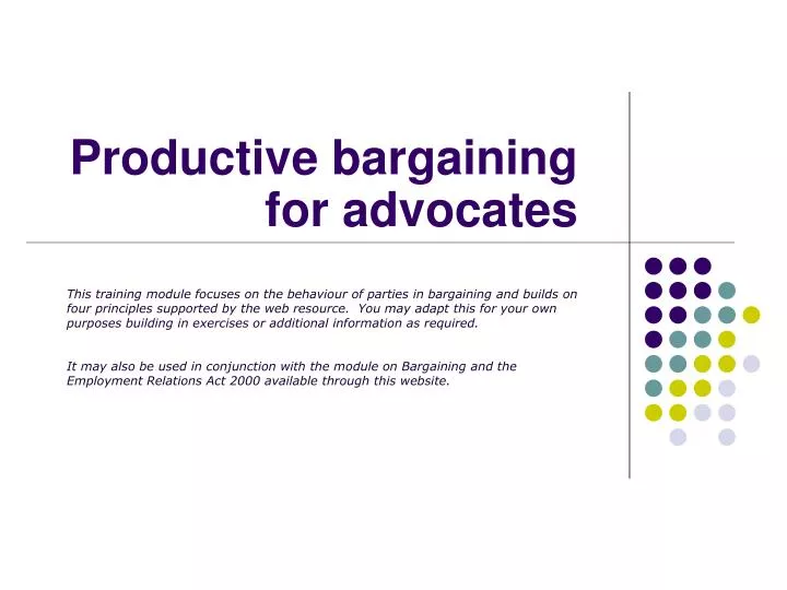 productive bargaining for advocates