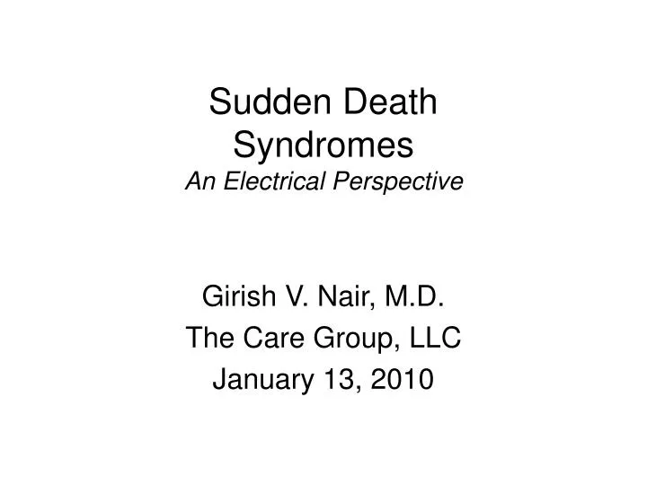 sudden death syndromes an electrical perspective