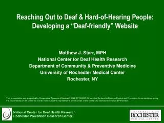 Reaching Out to Deaf &amp; Hard-of-Hearing People: Developing a “Deaf-friendly” Website