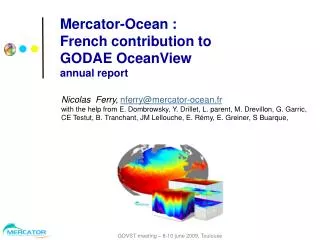 Mercator-Ocean : French contribution to GODAE OceanView annual report